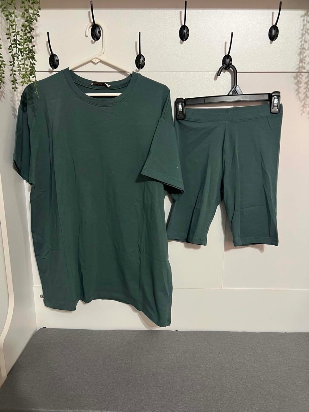 Zenana Outfitters Forest Green Tee and Biker Shorts Set